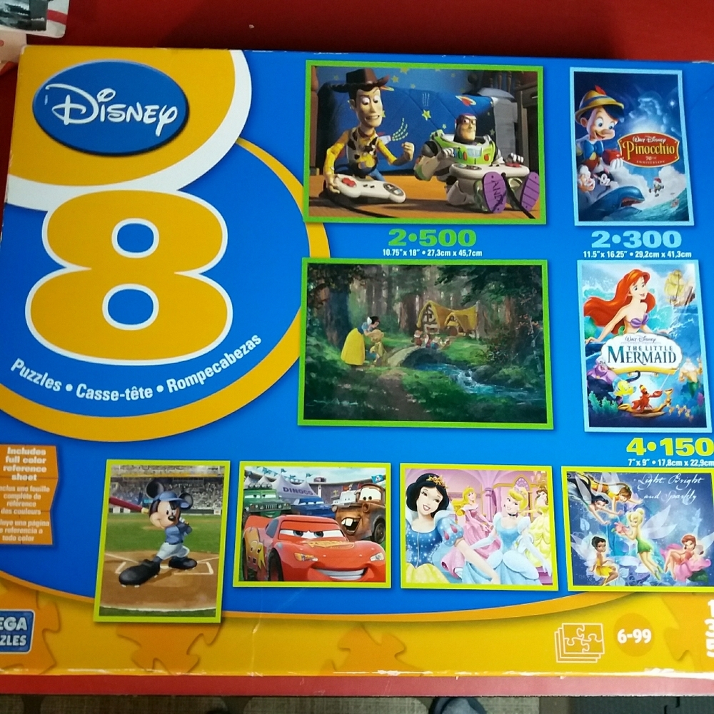 Mega Puzzles Disney 2×500,2×300,4×150 used all pie